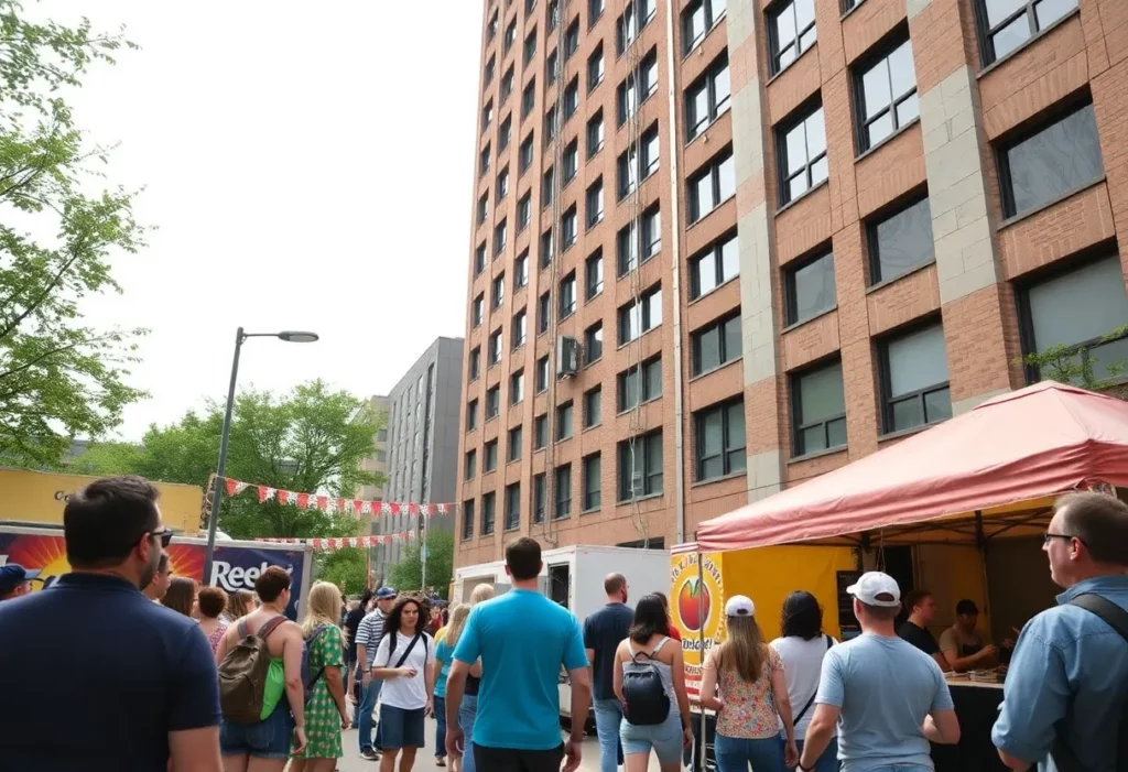 Participants rappelling down Regions Center in Huntsville during the Over the Edge event.
