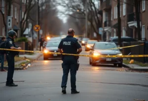 Police at the scene of a shooting incident in Huntsville