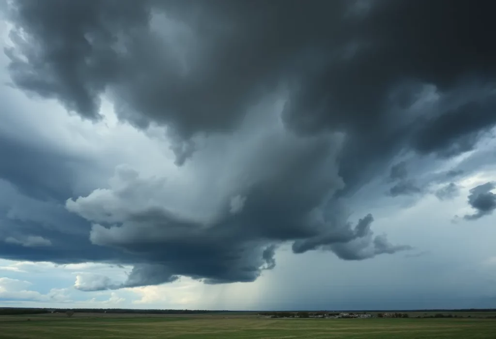Storm clouds over Southeast Texas indicating severe weather