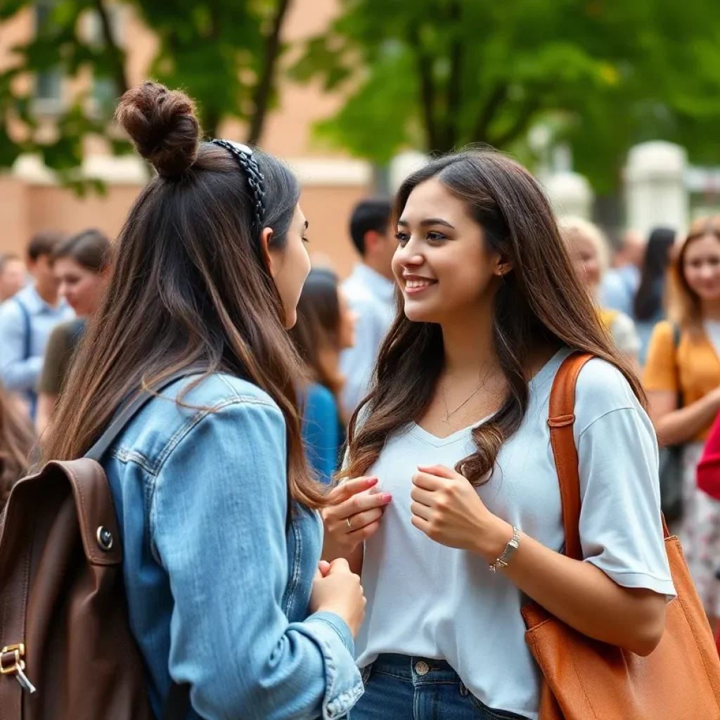 Students socializing on campus during sorority recruitment events.