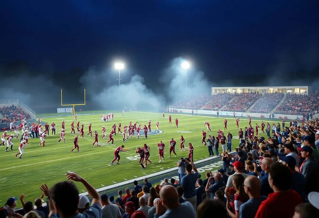 Sparkman High School football players in action against Huntsville High School.