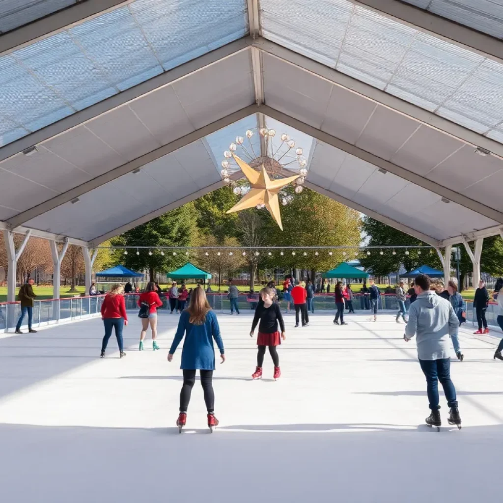 Skaters enjoying the new Stoner Park Skating Rink in Huntsville.