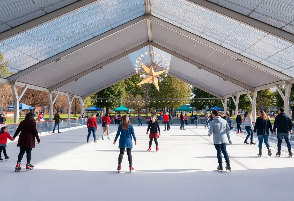 Skaters enjoying the new Stoner Park Skating Rink in Huntsville.