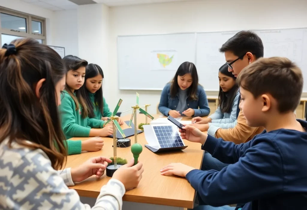 Students participating in a renewable energy education program
