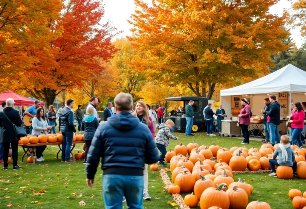 Families enjoying autumn festivals in Tennessee Valley with colorful fall foliage.