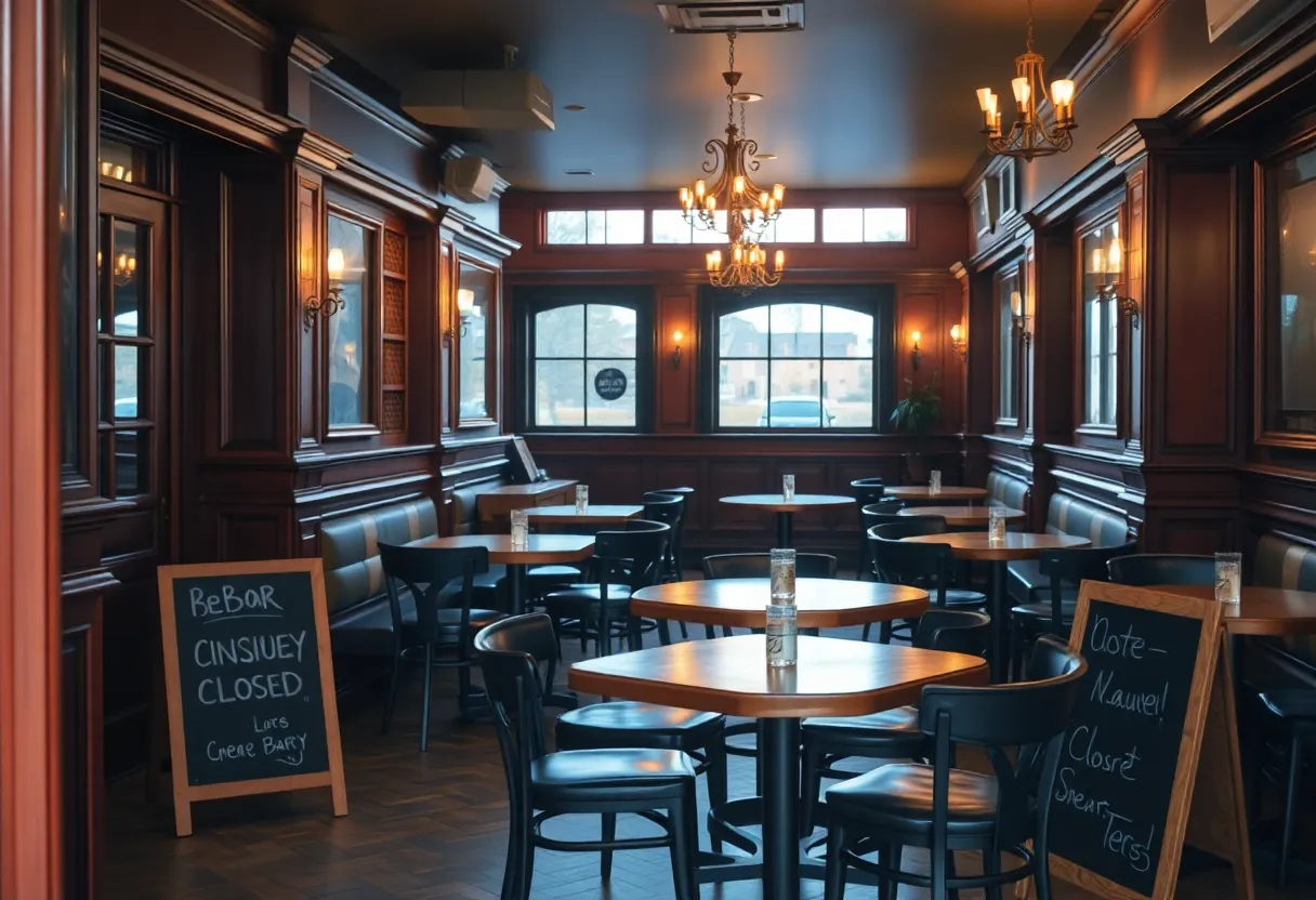 Interior view of The Bottle Bar showcasing empty tables and chairs