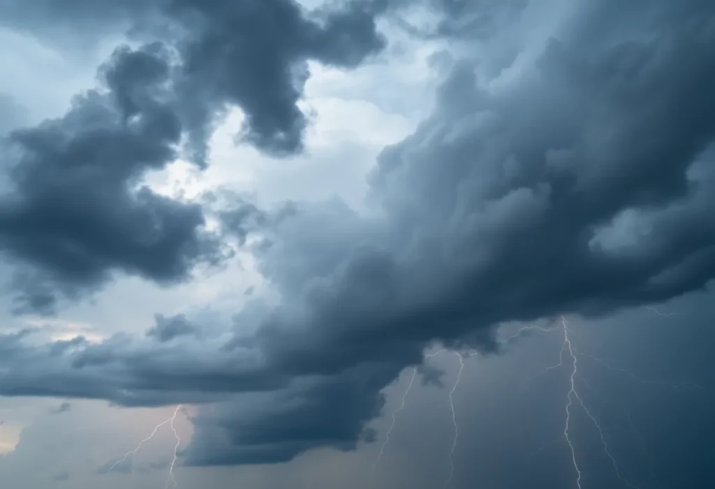 Dramatic stormy sky in Alabama indicating severe weather alert