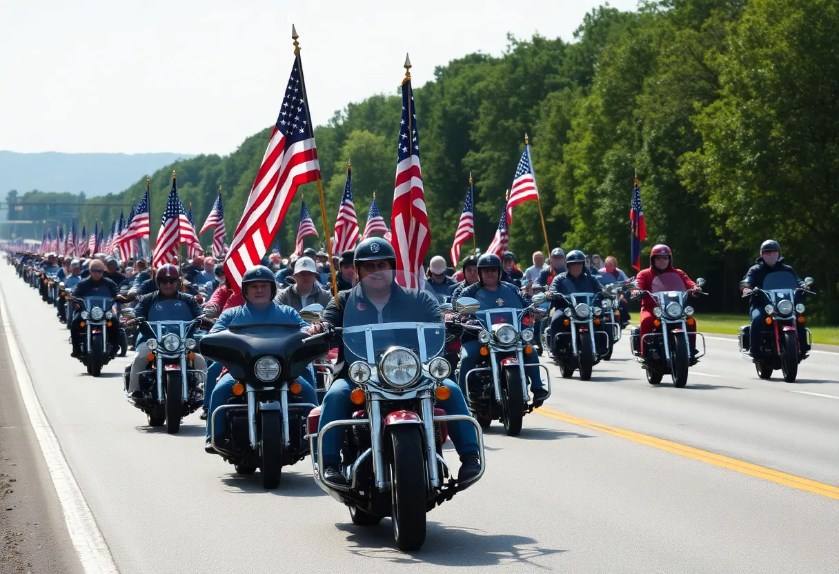 Motorcycle riders participating in the Trail of Tears Commemorative Ride