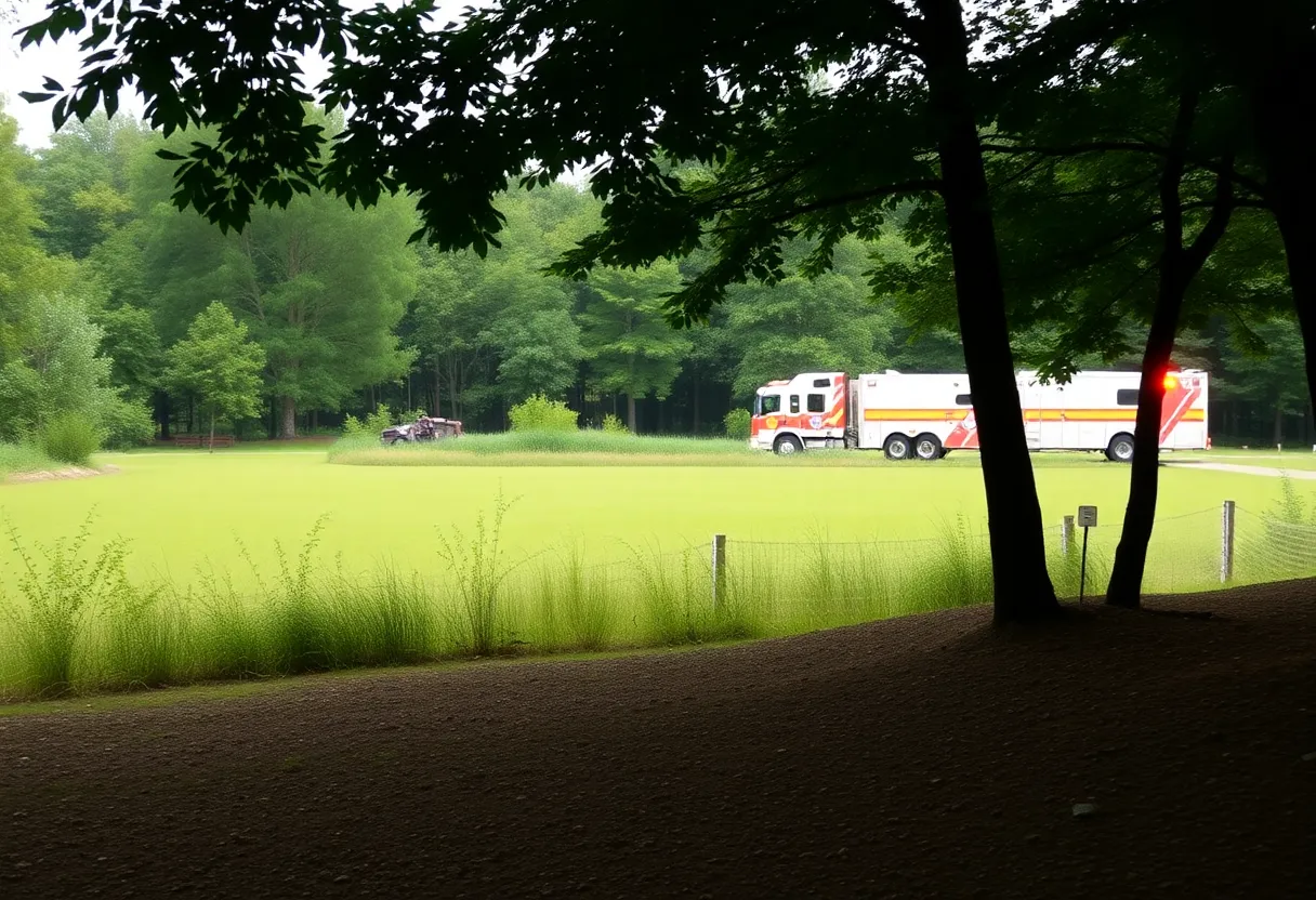 Emergency response vehicles at University of Alabama Arboretum