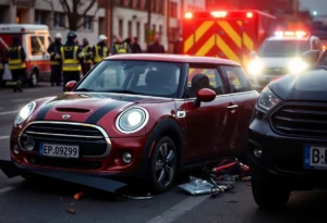 Emergency responders at the scene of a vehicle crash in Madison County, Iowa