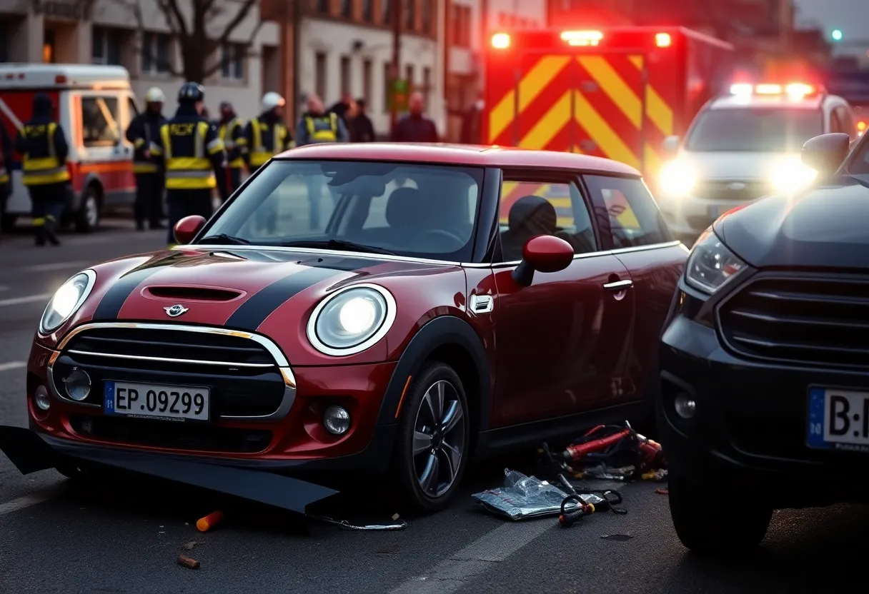 Emergency responders at the scene of a vehicle crash in Madison County, Iowa