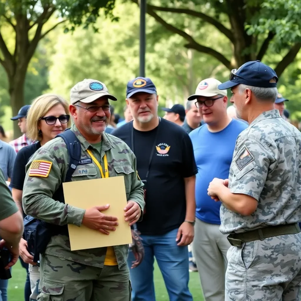 Veterans gathering at an outdoor event supporting community initiatives