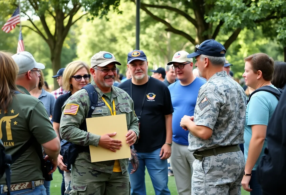 Veterans gathering at an outdoor event supporting community initiatives
