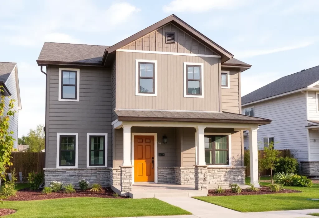 Exterior view of a newly constructed affordable home in Huntsville.