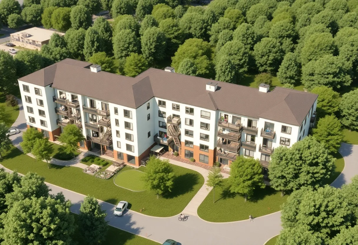 Rendering of a new affordable housing complex in Huntsville