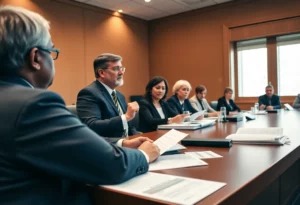 Council members discussing budgetary matters in a meeting