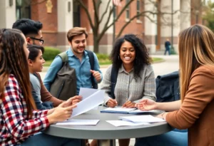Students discussing politics on campus