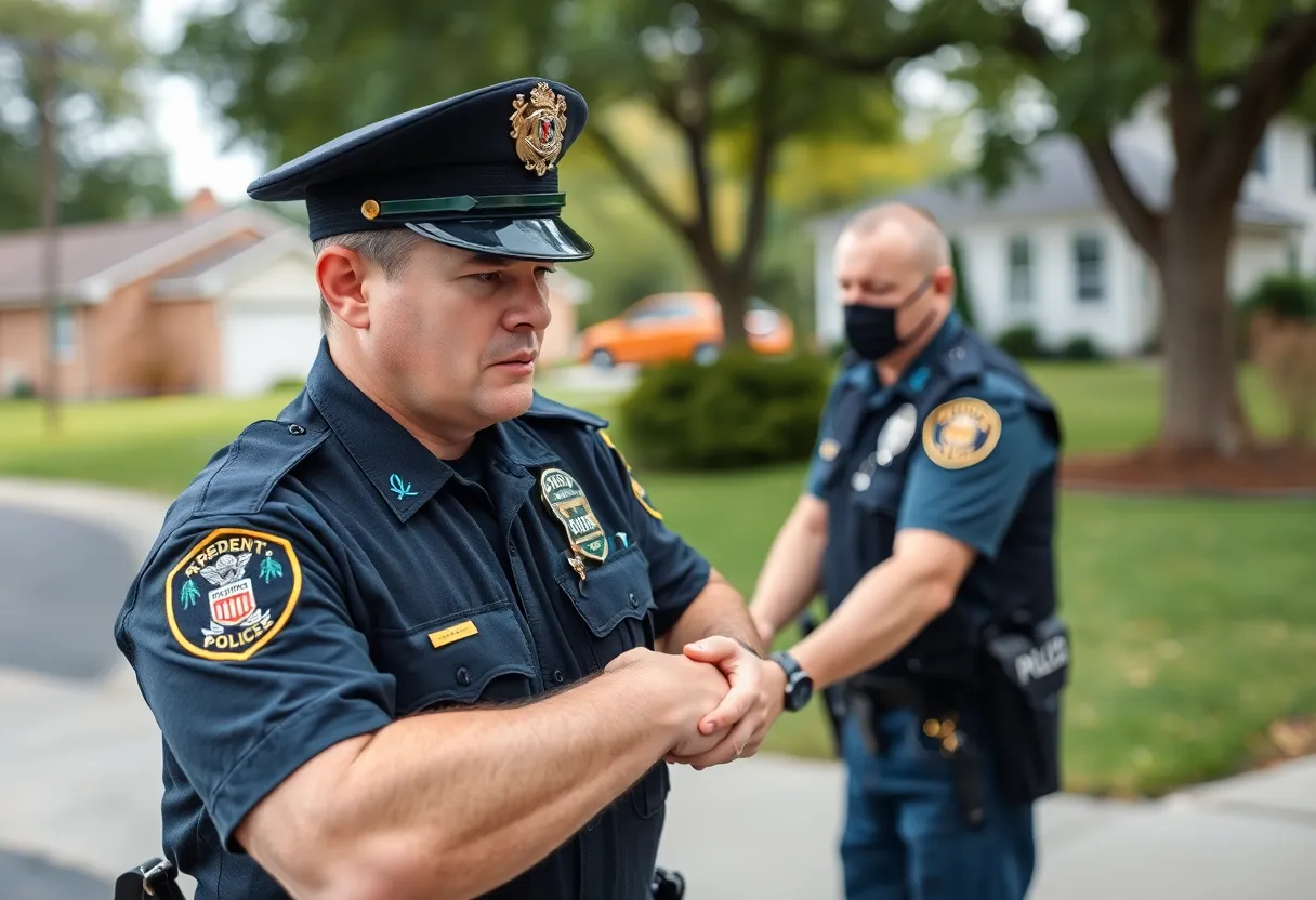 Police officers conducting an arrest