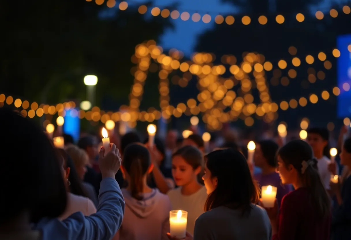 Community members celebrating the release of Israeli hostages in Huntsville