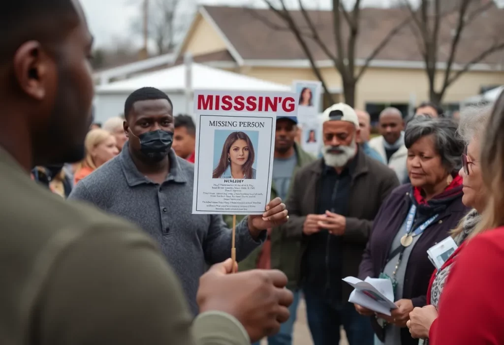 Community members working together to find a missing person in Huntsville.
