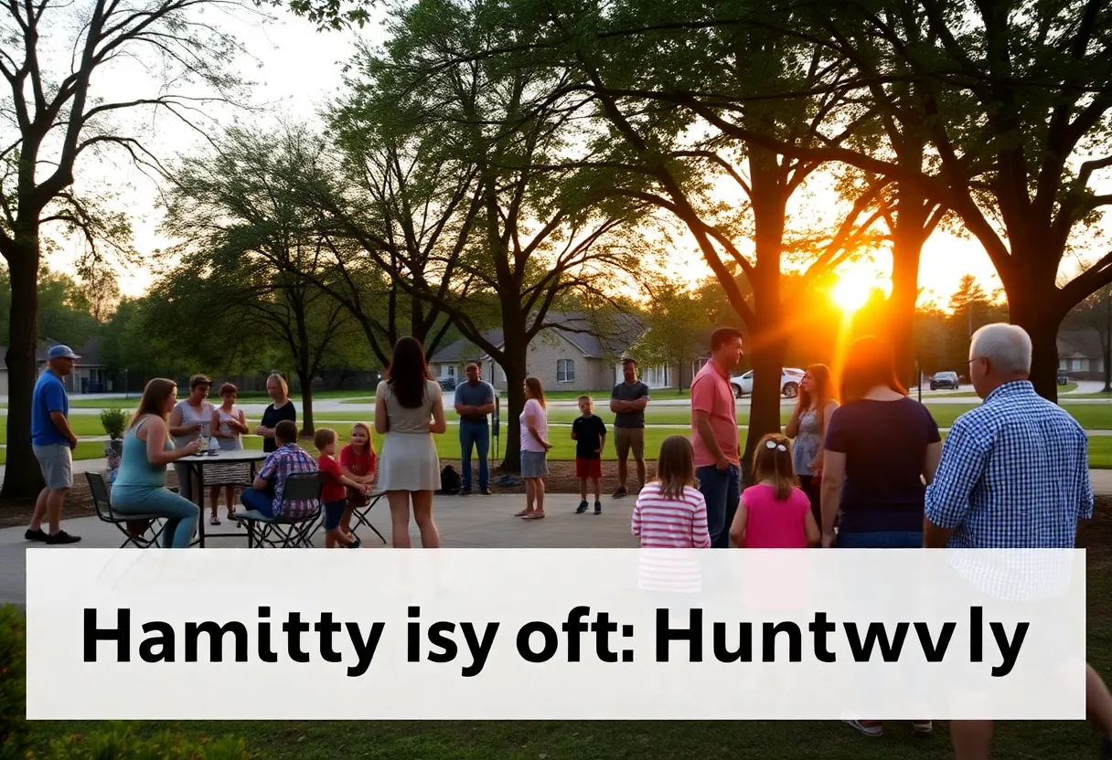 Families enjoying a peaceful evening in a Huntsville community