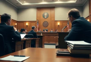Courtroom scene emphasizing legal accountability in education