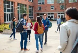 Students at Deshler High School engaging in friendly interactions