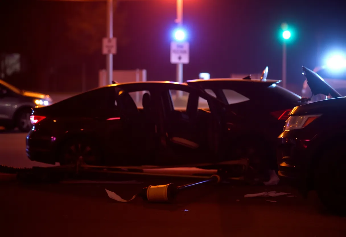 Police lights at the scene of a DUI crash