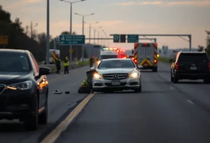 Emergency responders at a traffic accident scene