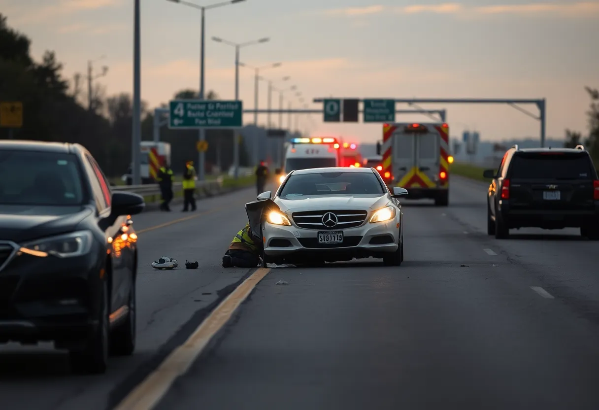 Emergency responders at a traffic accident scene