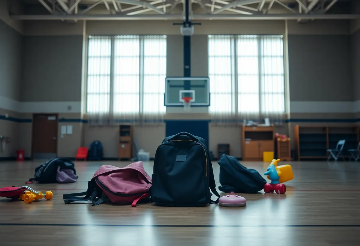Empty school gym signifying child abuse concerns