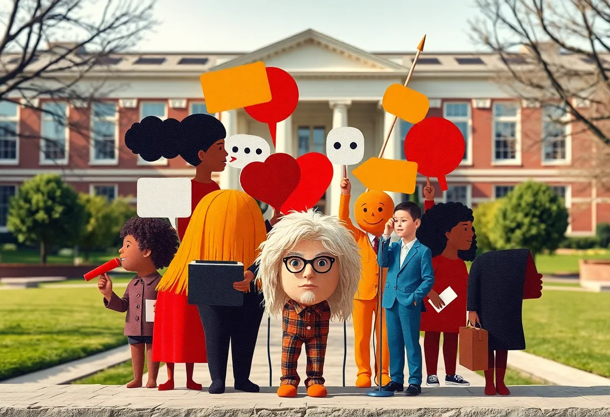 Abstract representation of diverse voices and free speech in education