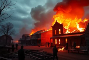 Illustration of a historic fire event in Madison County