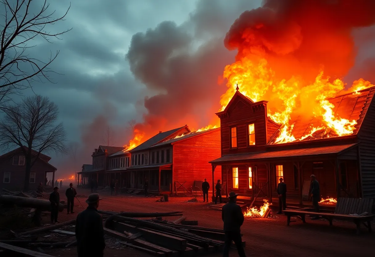 Illustration of a historic fire event in Madison County