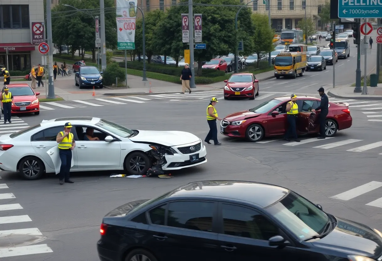 Emergency responders at the scene of a vehicle accident in Huntsville AL