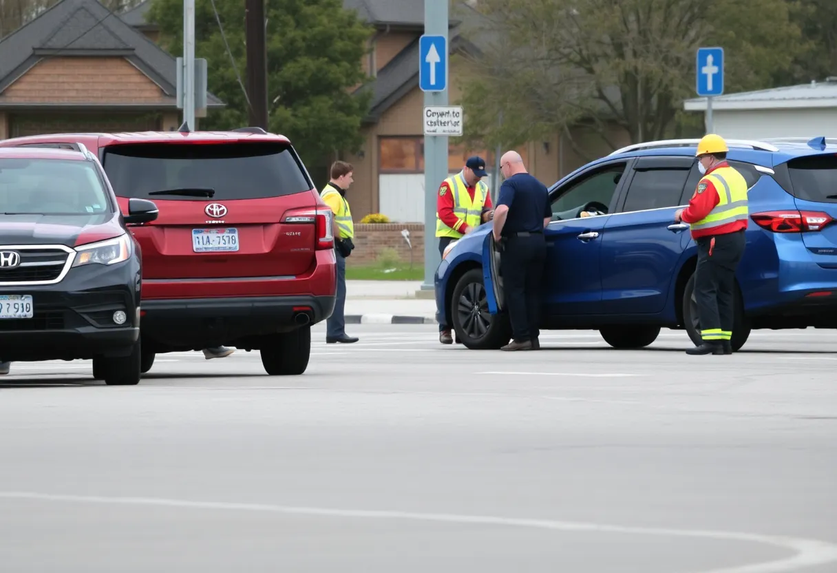 Two vehicles involved in a collision at an intersection in Huntsville, AL.