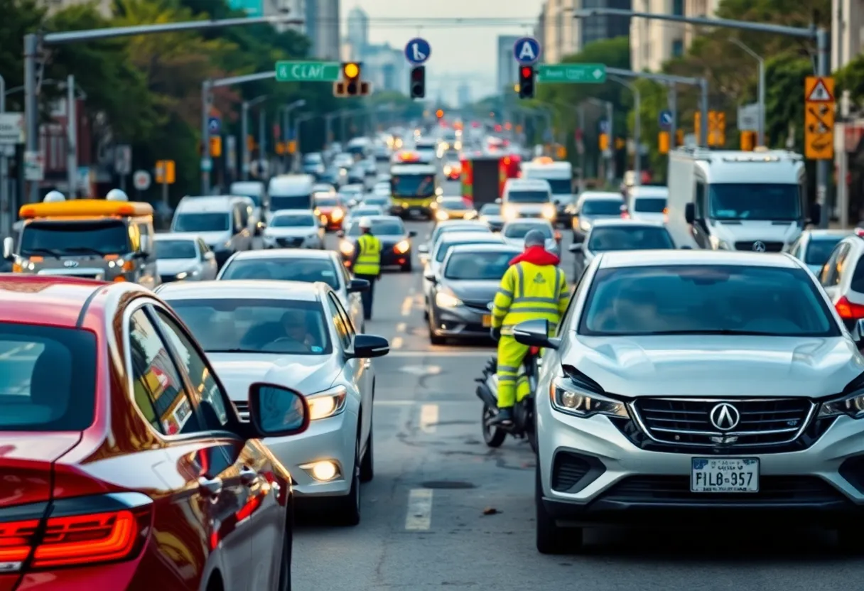Two-vehicle accident at an urban intersection in Huntsville