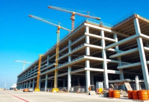 Construction of the new parking deck at Huntsville International Airport.