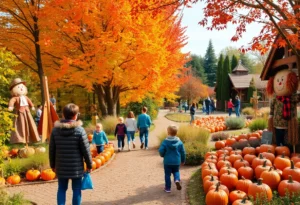 Festifall celebration at Huntsville Botanical Garden with autumn colors and decorations.
