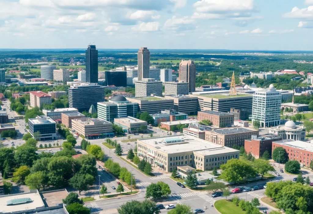 Cityscape of Huntsville showing areas of growth and development.