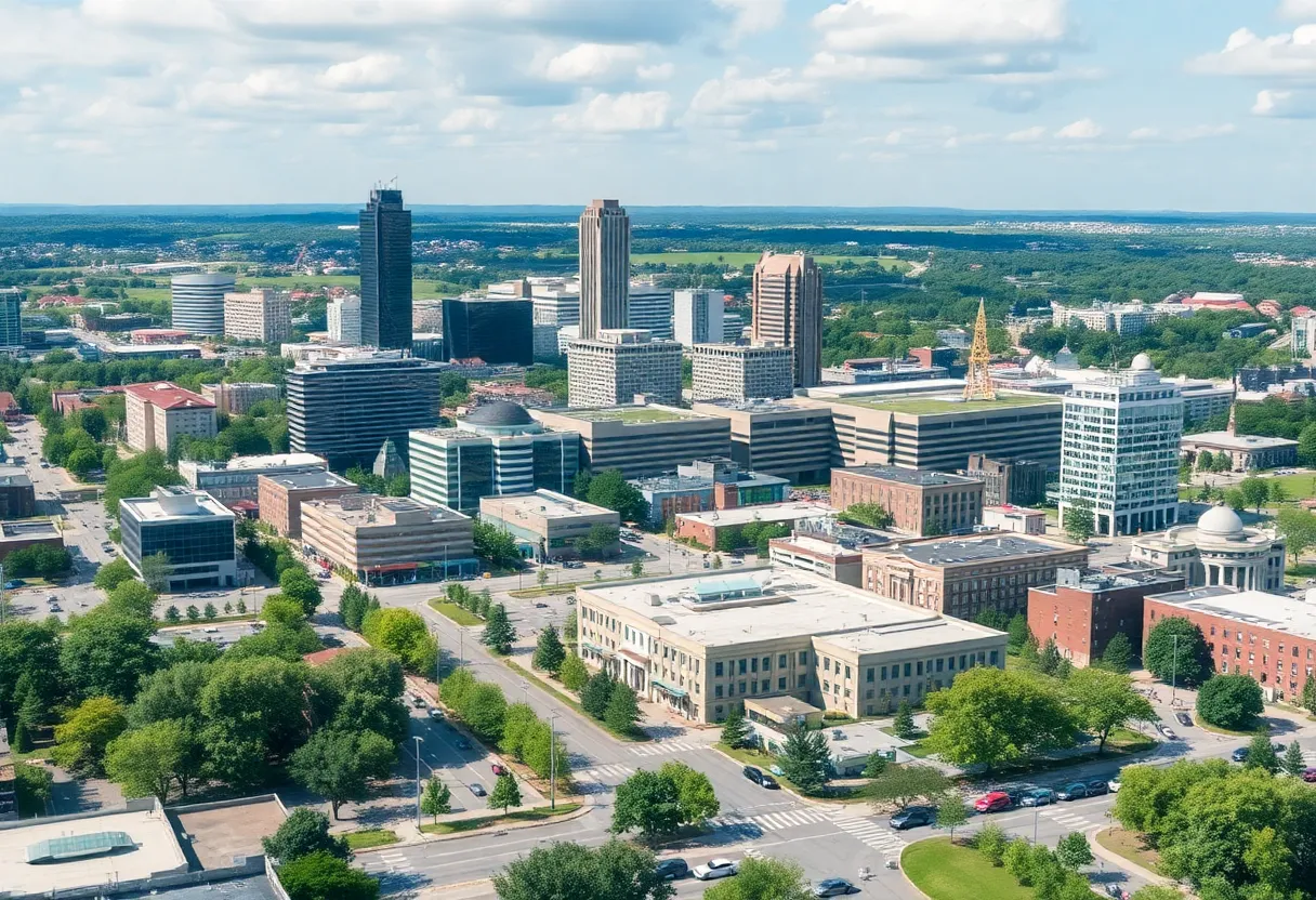 Cityscape of Huntsville showing areas of growth and development.