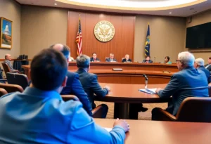 Huntsville City Council members during a budget meeting