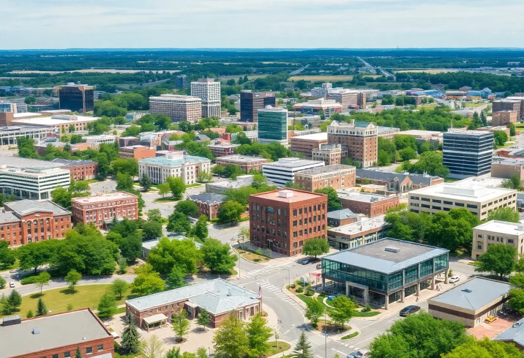 View of Huntsville, Alabama with various landmarks