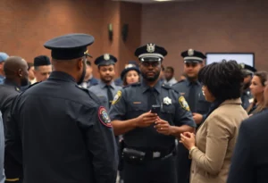 Community members providing feedback to police department representatives.