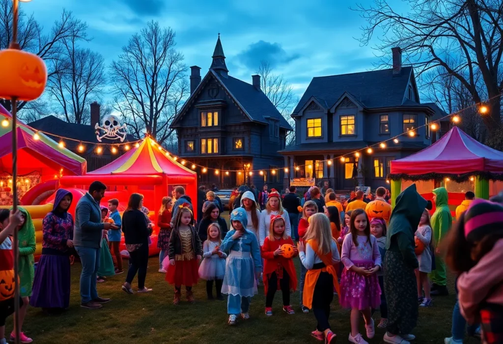 Families enjoying activities at the Huntsville Halloween Party.