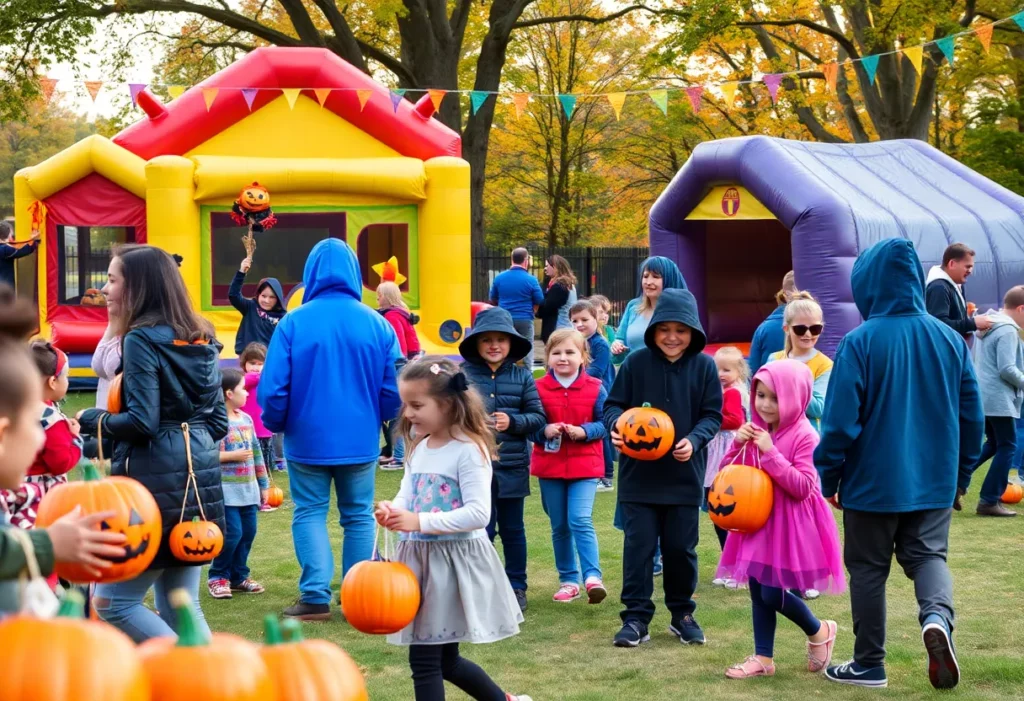 Families enjoying Halloween festivities at the Huntsville Halloween Party.