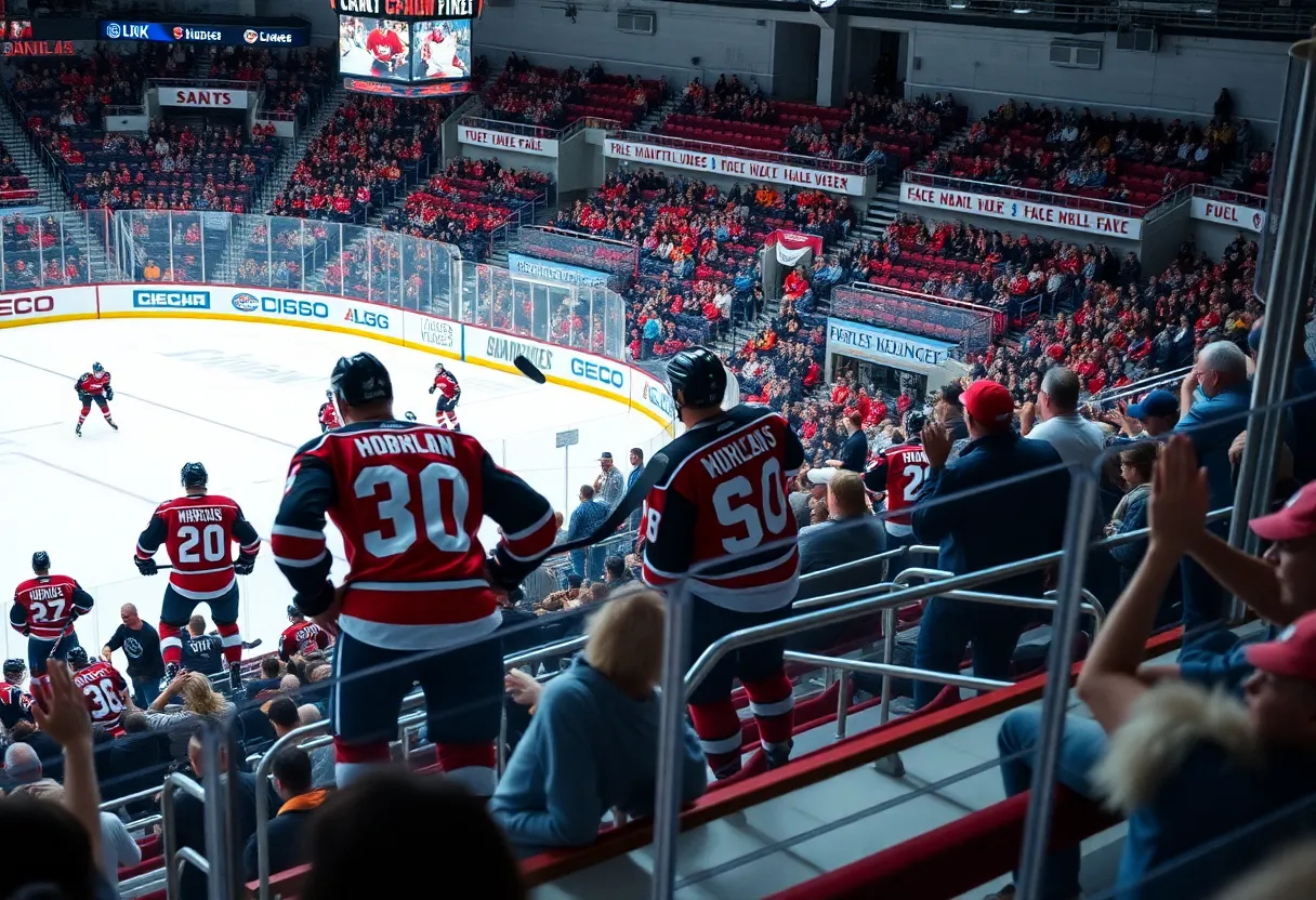 Huntsville Havoc players in action during a hockey game