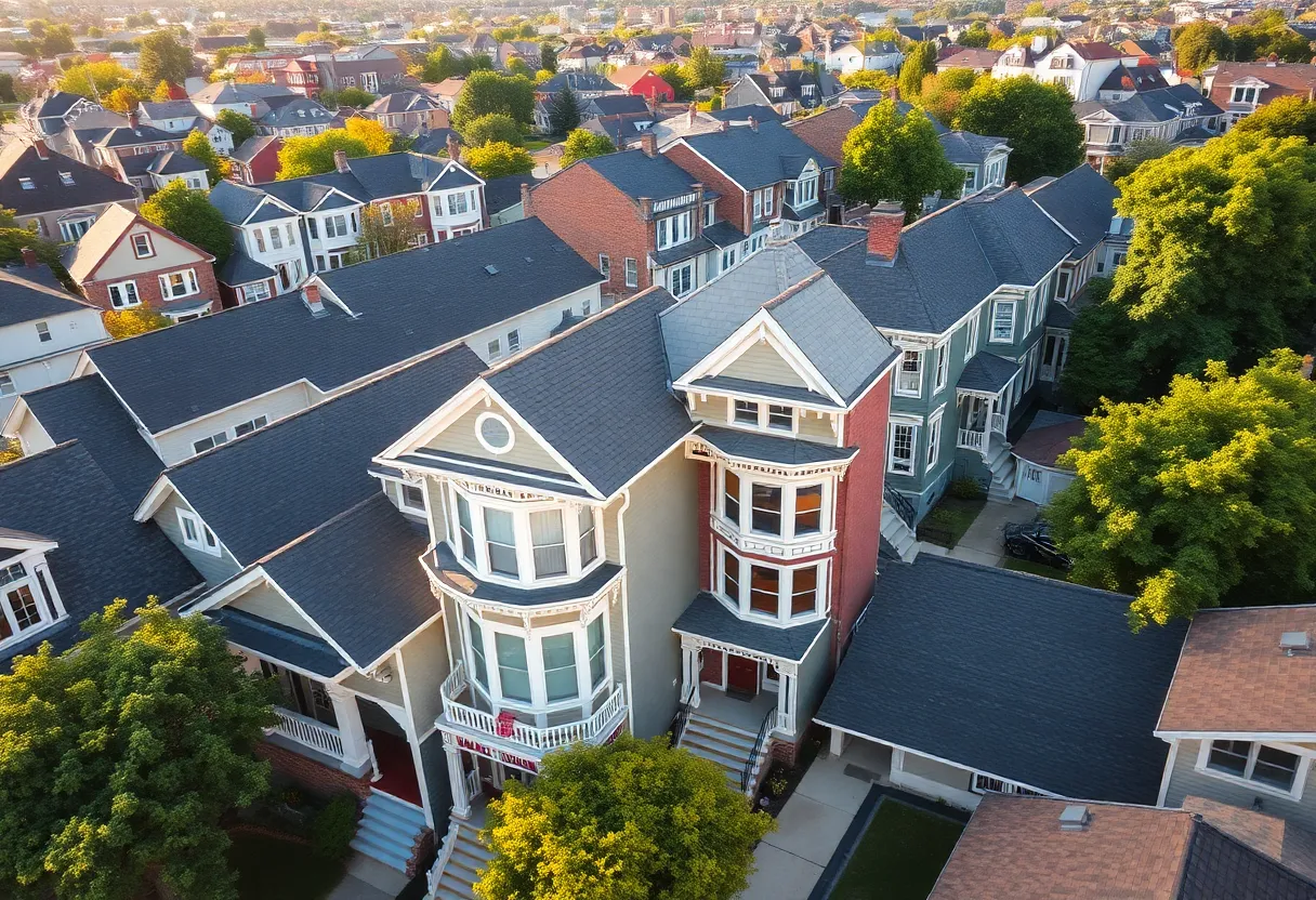 Aerial view of historical neighborhood in Huntsville
