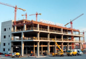 Construction of the expansion at Huntsville International Airport parking deck.