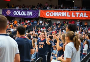 Crowd cheering at Huntsville Mayor's Cup basketball game